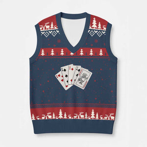 8647 Protest Playing Cards V-Neck Knit Sweater Vest Liberal Activist Anti Trump Graphic TS12 Navy Red Print Your Wear