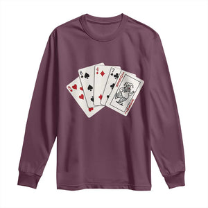 8647 Protest Playing Cards Long Sleeve Shirt Liberal Activist Anti Trump Graphic TS12 Maroon Print Your Wear