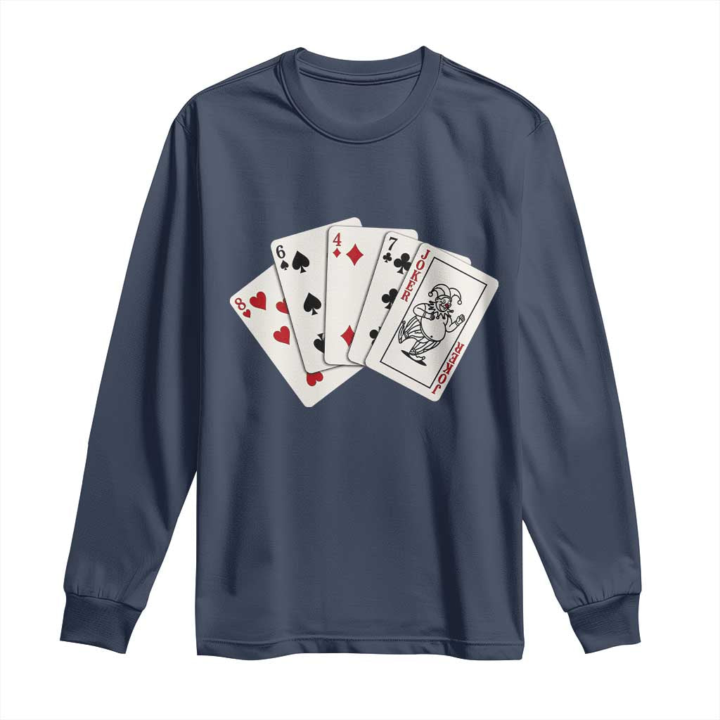 8647 Protest Playing Cards Long Sleeve Shirt Liberal Activist Anti Trump Graphic TS12 Navy Print Your Wear