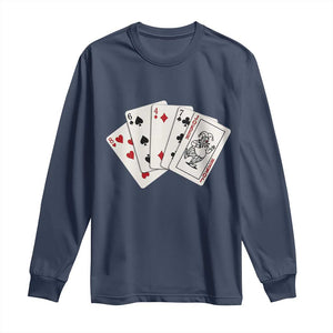 8647 Protest Playing Cards Long Sleeve Shirt Liberal Activist Anti Trump Graphic TS12 Navy Print Your Wear