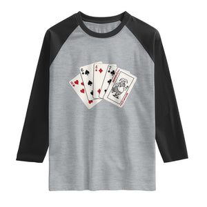 8647 Protest Playing Cards Raglan Shirt Liberal Activist Anti Trump Graphic TS12 Heather Gray Black Print Your Wear