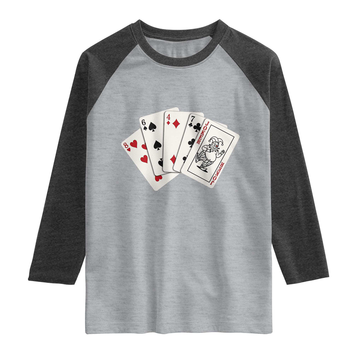 8647 Protest Playing Cards Raglan Shirt Liberal Activist Anti Trump Graphic TS12 Heather Gray Heather Charcoal Print Your Wear