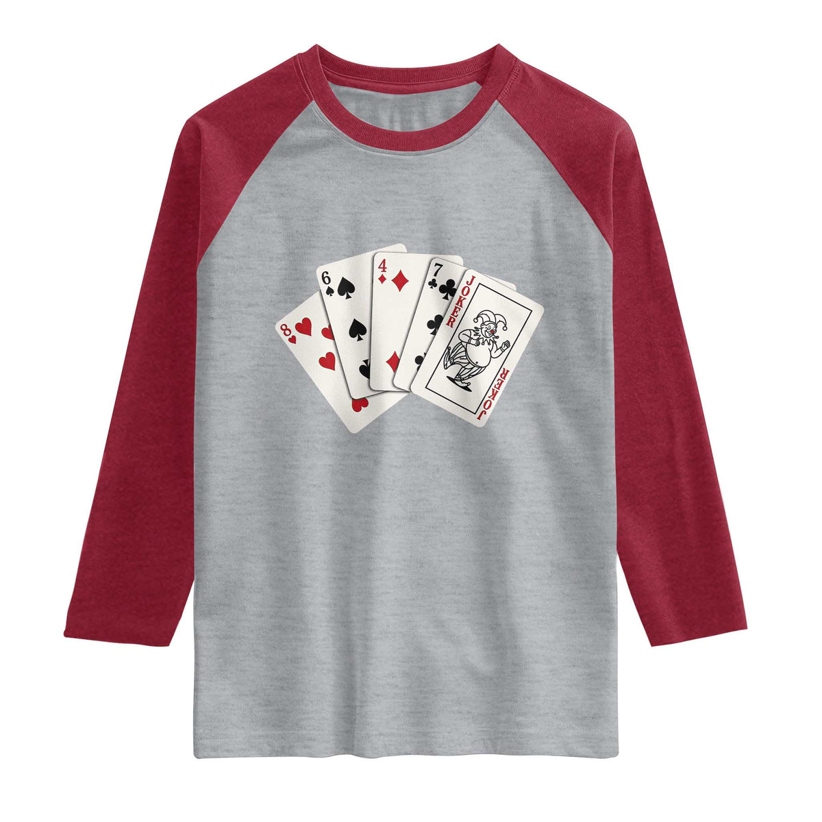 8647 Protest Playing Cards Raglan Shirt Liberal Activist Anti Trump Graphic TS12 Heather Gray Heather Red Print Your Wear