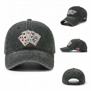 8647 Protest Playing Cards Washed Cotton Baseball Cap Liberal Activist Anti Trump Graphic TS12 Washed Cap Universal Fit Dark Green Print Your Wear