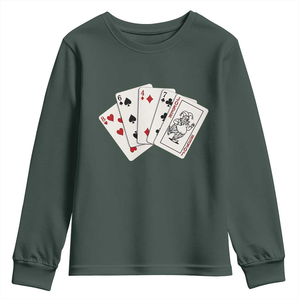 8647 Protest Playing Cards Youth Sweatshirt Liberal Activist Anti Trump Graphic TS12 Dark Forest Green Print Your Wear