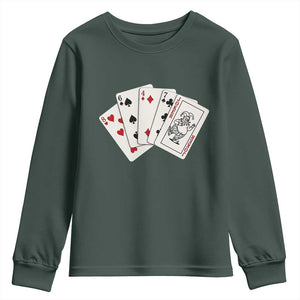 8647 Protest Playing Cards Youth Sweatshirt Liberal Activist Anti Trump Graphic TS12 Dark Forest Green Print Your Wear