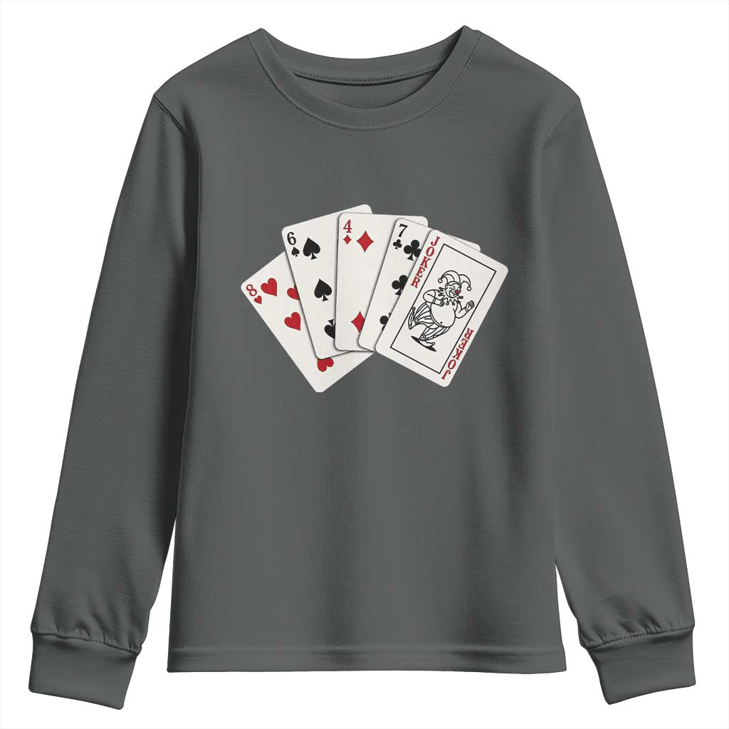 8647 Protest Playing Cards Youth Sweatshirt Liberal Activist Anti Trump Graphic TS12 Dark Heather Print Your Wear