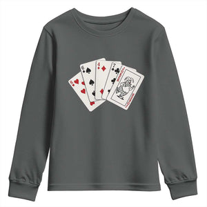 8647 Protest Playing Cards Youth Sweatshirt Liberal Activist Anti Trump Graphic TS12 Dark Heather Print Your Wear