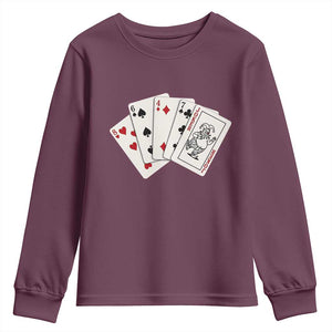 8647 Protest Playing Cards Youth Sweatshirt Liberal Activist Anti Trump Graphic TS12 Maroon Print Your Wear