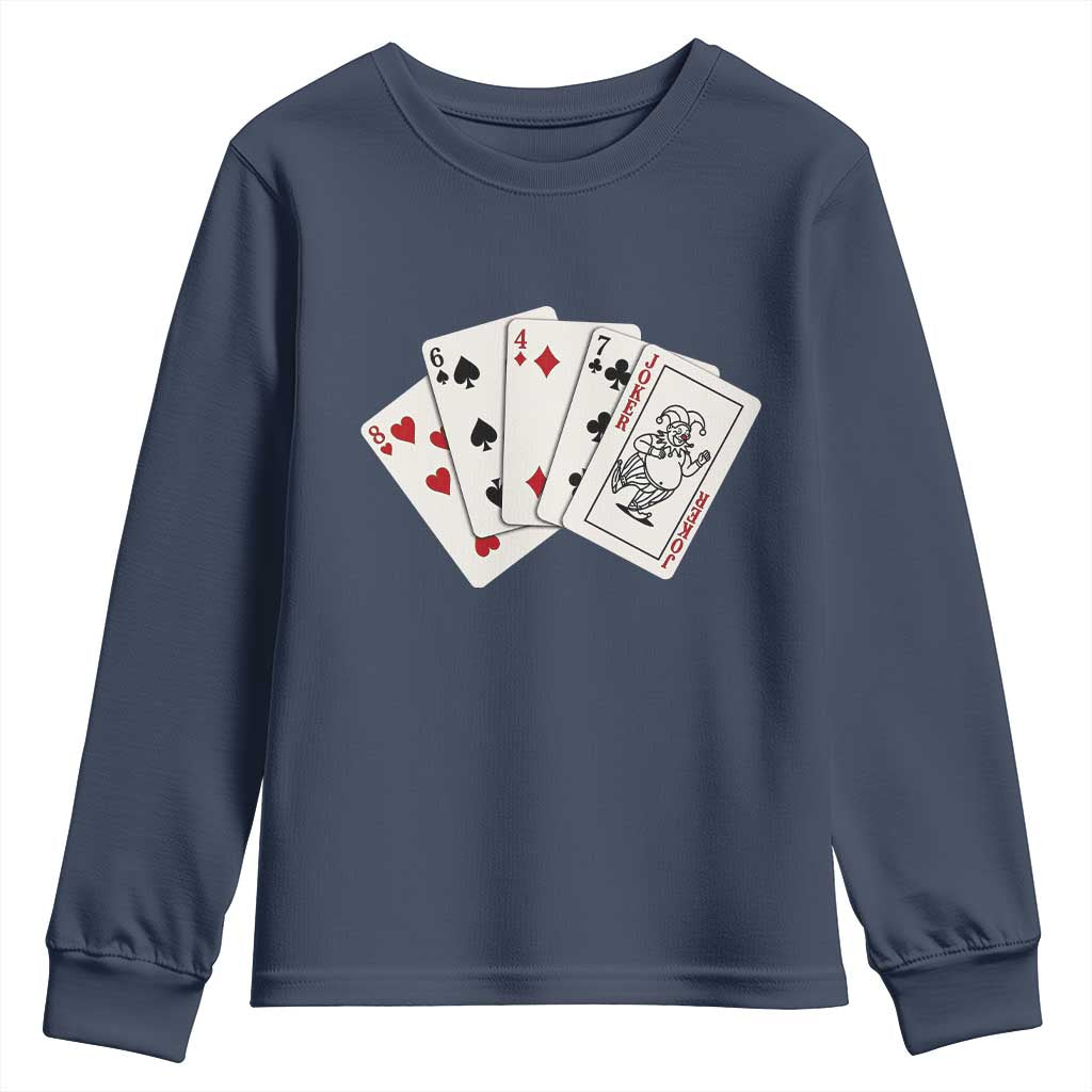 8647 Protest Playing Cards Youth Sweatshirt Liberal Activist Anti Trump Graphic TS12 Navy Print Your Wear