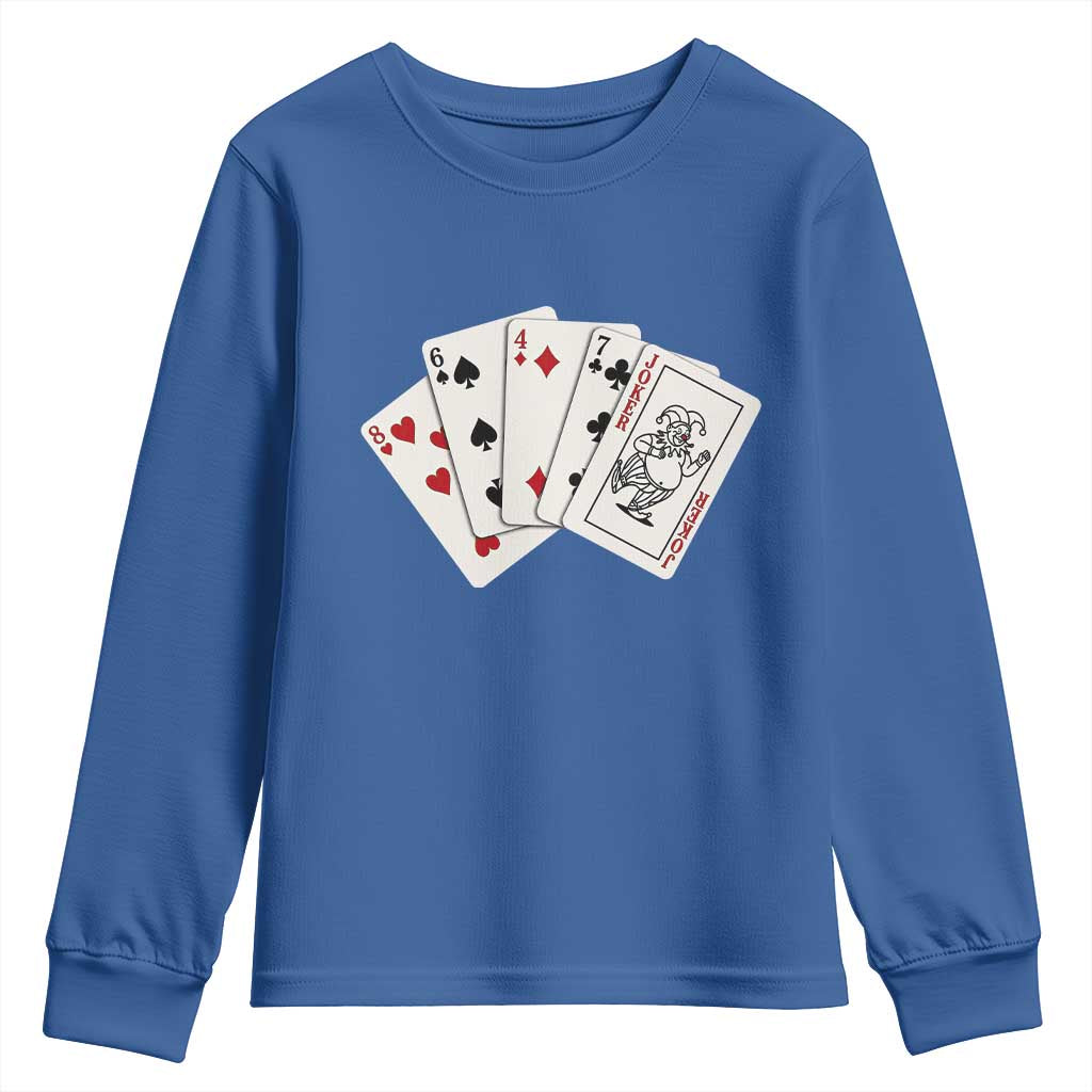 8647 Protest Playing Cards Youth Sweatshirt Liberal Activist Anti Trump Graphic TS12 Royal Blue Print Your Wear
