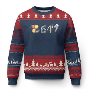 8647 Medical Professions Resist Graphic Ugly Christmas Sweater Healthcare Worker Freedom TS12 Navy Red Print Your Wear