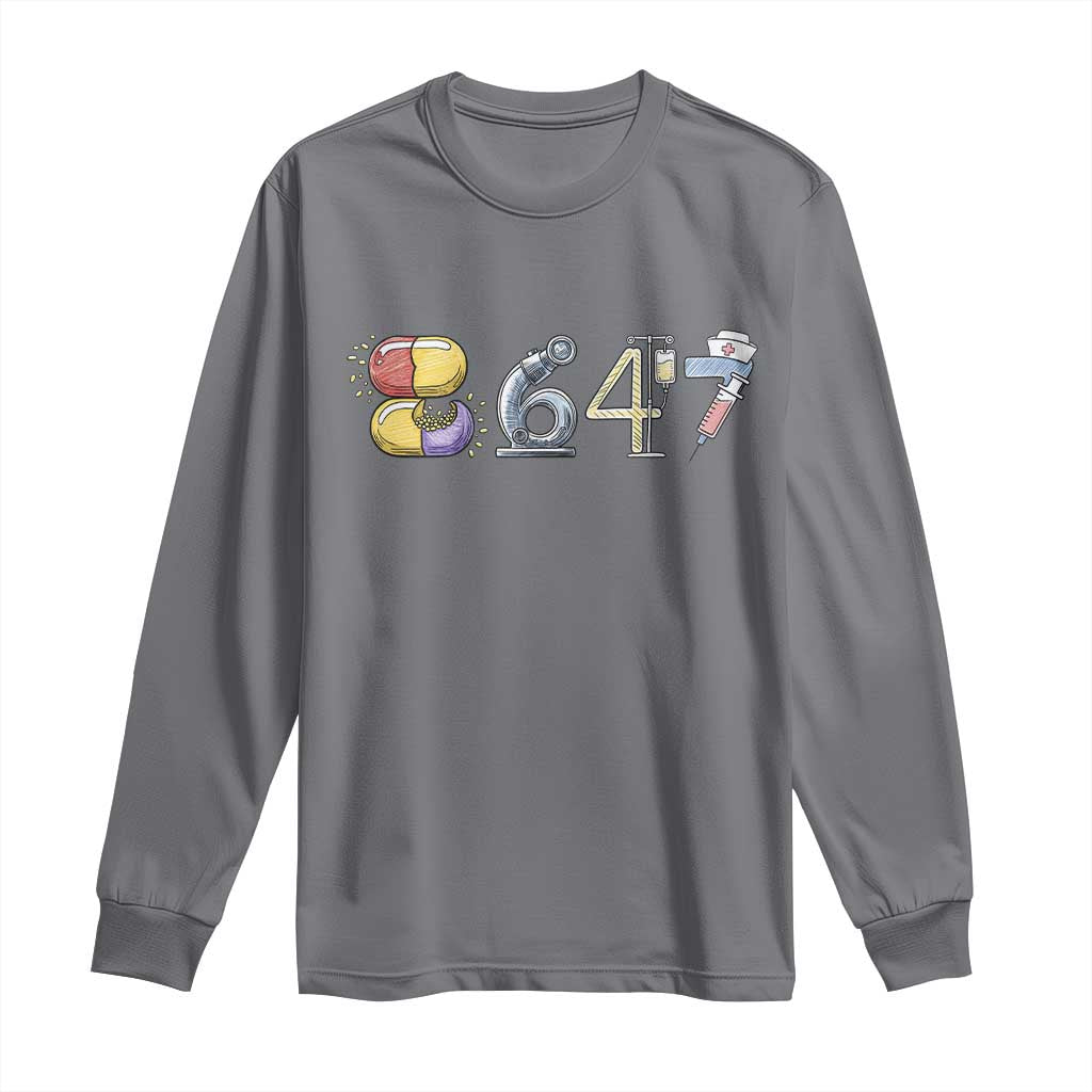 8647 Medical Professions Resist Graphic Long Sleeve Shirt Healthcare Worker Freedom TS12 Charcoal Print Your Wear