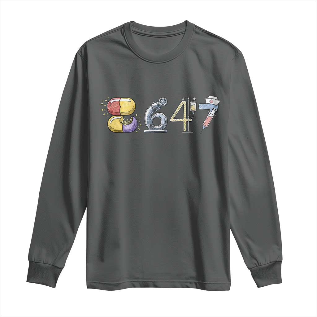 8647 Medical Professions Resist Graphic Long Sleeve Shirt Healthcare Worker Freedom TS12 Dark Heather Print Your Wear