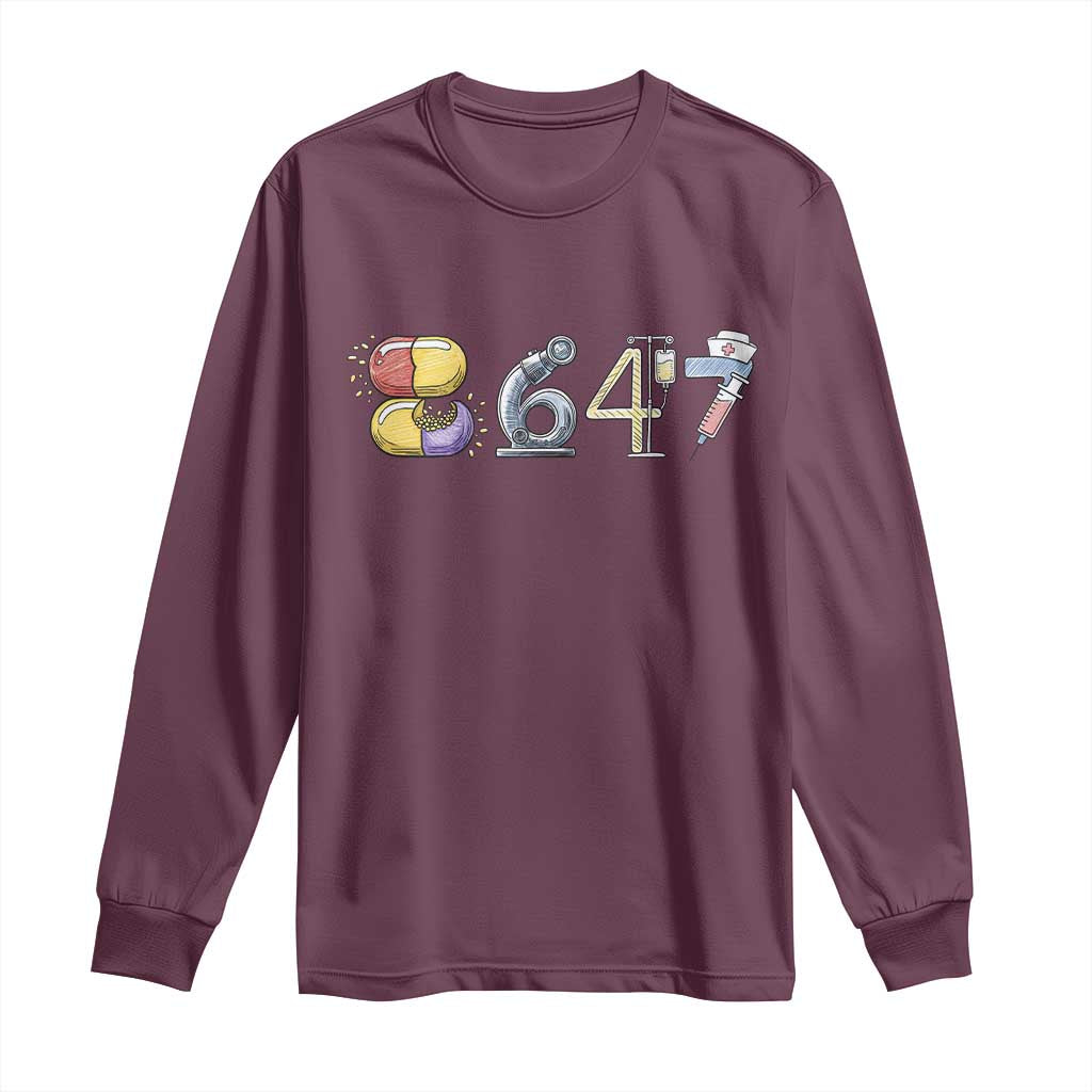 8647 Medical Professions Resist Graphic Long Sleeve Shirt Healthcare Worker Freedom TS12 Maroon Print Your Wear