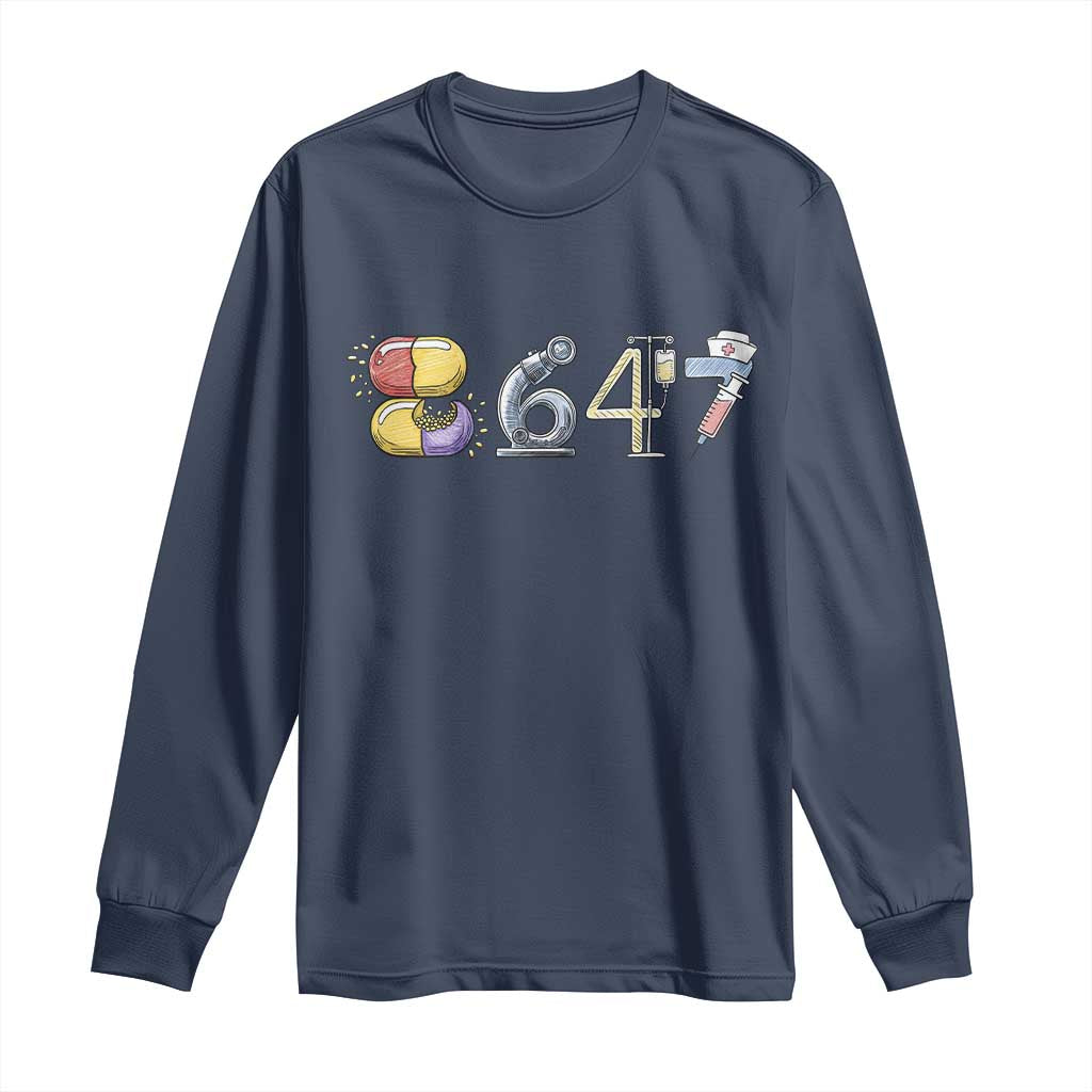 8647 Medical Professions Resist Graphic Long Sleeve Shirt Healthcare Worker Freedom TS12 Navy Print Your Wear