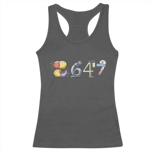 8647 Medical Professions Resist Graphic Racerback Tank Top Healthcare Worker Freedom TS12 Dark Heather Print Your Wear