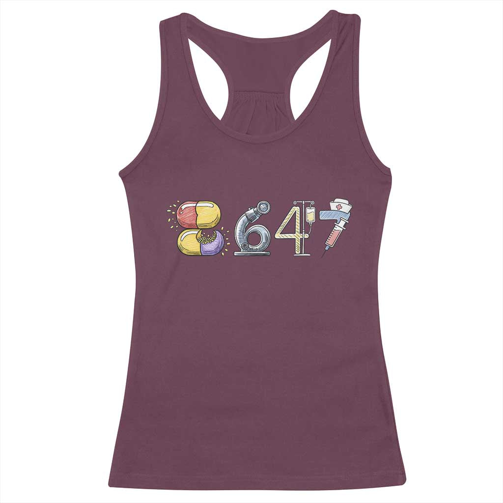 8647 Medical Professions Resist Graphic Racerback Tank Top Healthcare Worker Freedom TS12 Maroon Print Your Wear