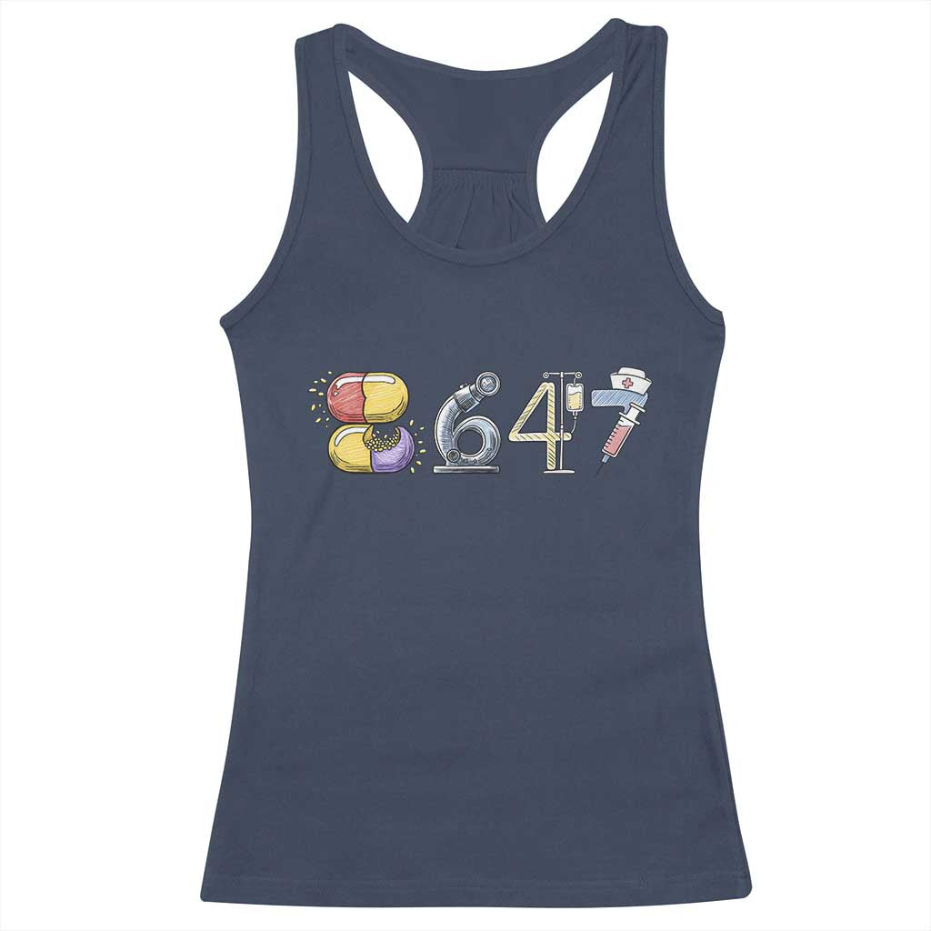 8647 Medical Professions Resist Graphic Racerback Tank Top Healthcare Worker Freedom TS12 Navy Print Your Wear