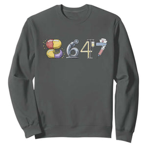 8647 Medical Professions Resist Graphic Sweatshirt Healthcare Worker Freedom TS12 Dark Heather Print Your Wear