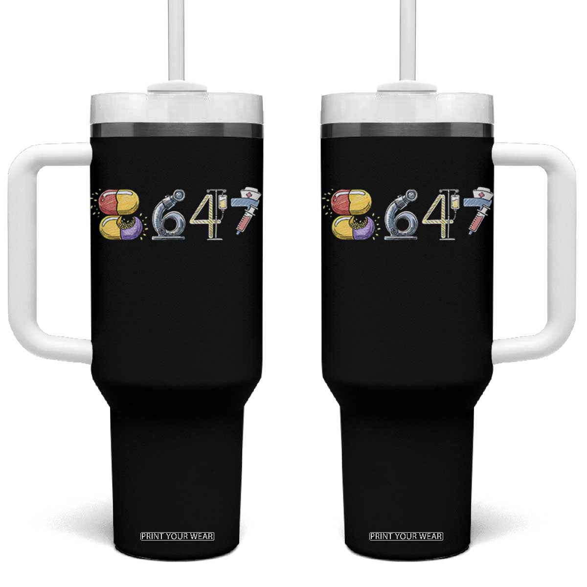 8647 Medical Professions Resist Graphic Tumbler With Handle Healthcare Worker Freedom TS12 One Size: 40 oz Black Print Your Wear