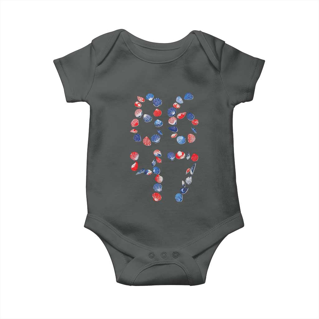 Red White Blue Seashell 8647 Baby Onesie Viral 2026 Beach Walk Satire Graphic TS12 Dark Heather Print Your Wear