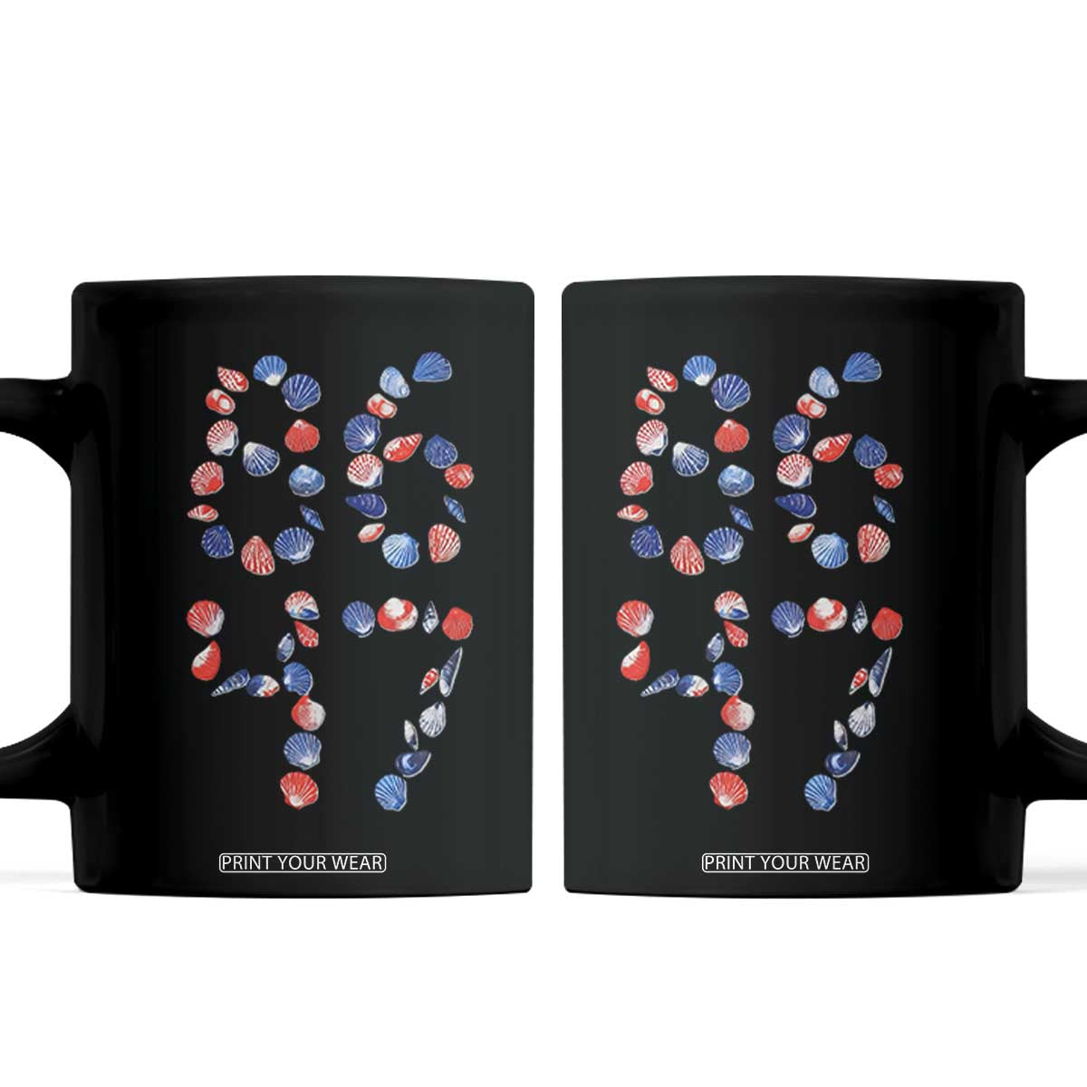 Red White Blue Seashell 8647 Coffee Mug Viral 2026 Beach Walk Satire Graphic TS12 Black Print Your Wear