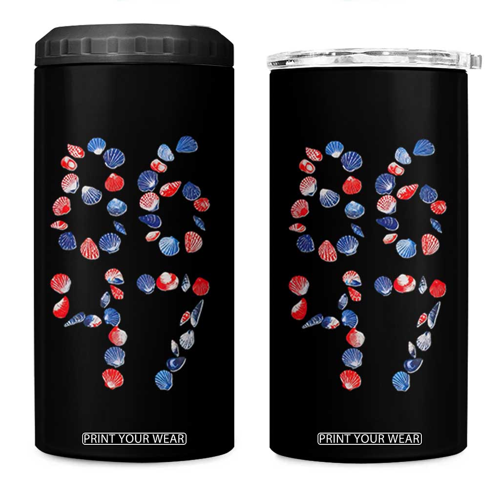 Red White Blue Seashell 8647 4 in 1 Can Cooler Tumbler Viral 2026 Beach Walk Satire Graphic TS12 One Size: 16 oz Black Print Your Wear