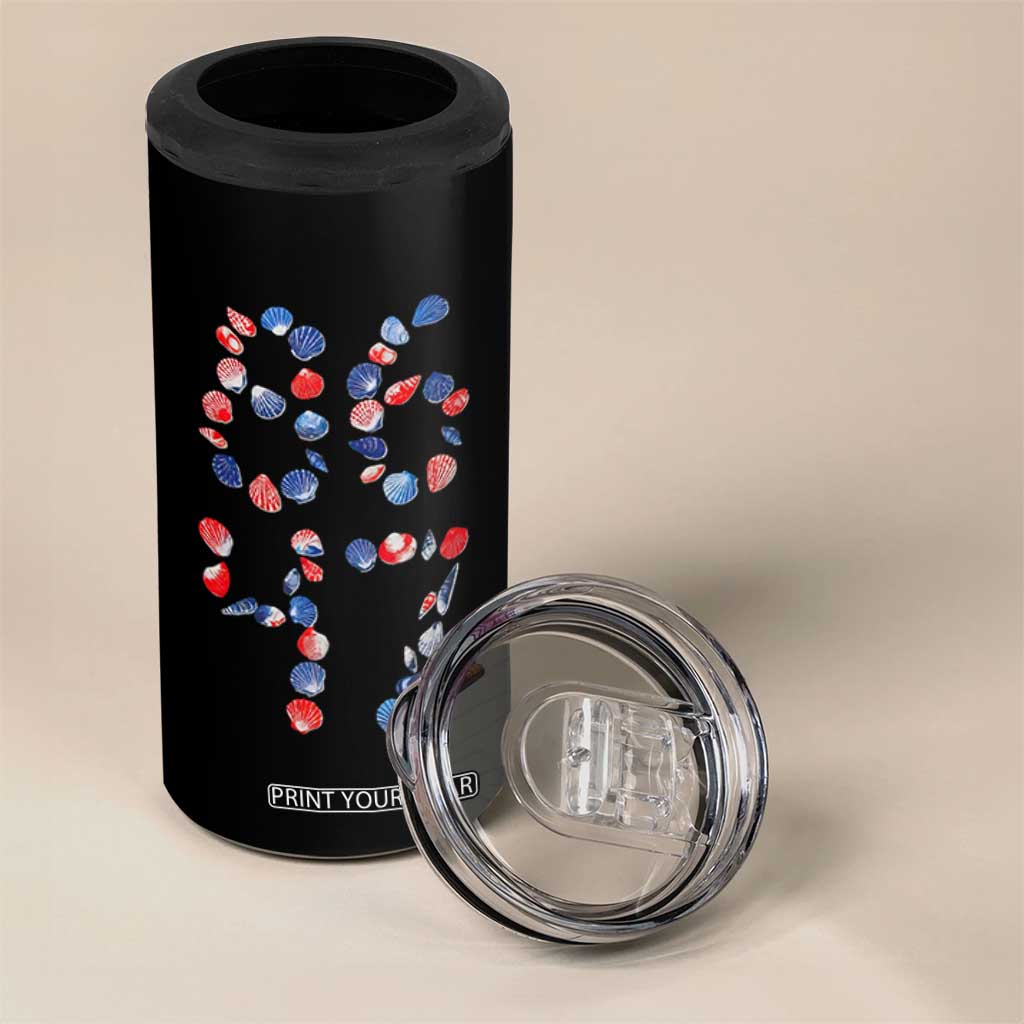 Red White Blue Seashell 8647 4 in 1 Can Cooler Tumbler Viral 2026 Beach Walk Satire Graphic TS12 Print Your Wear