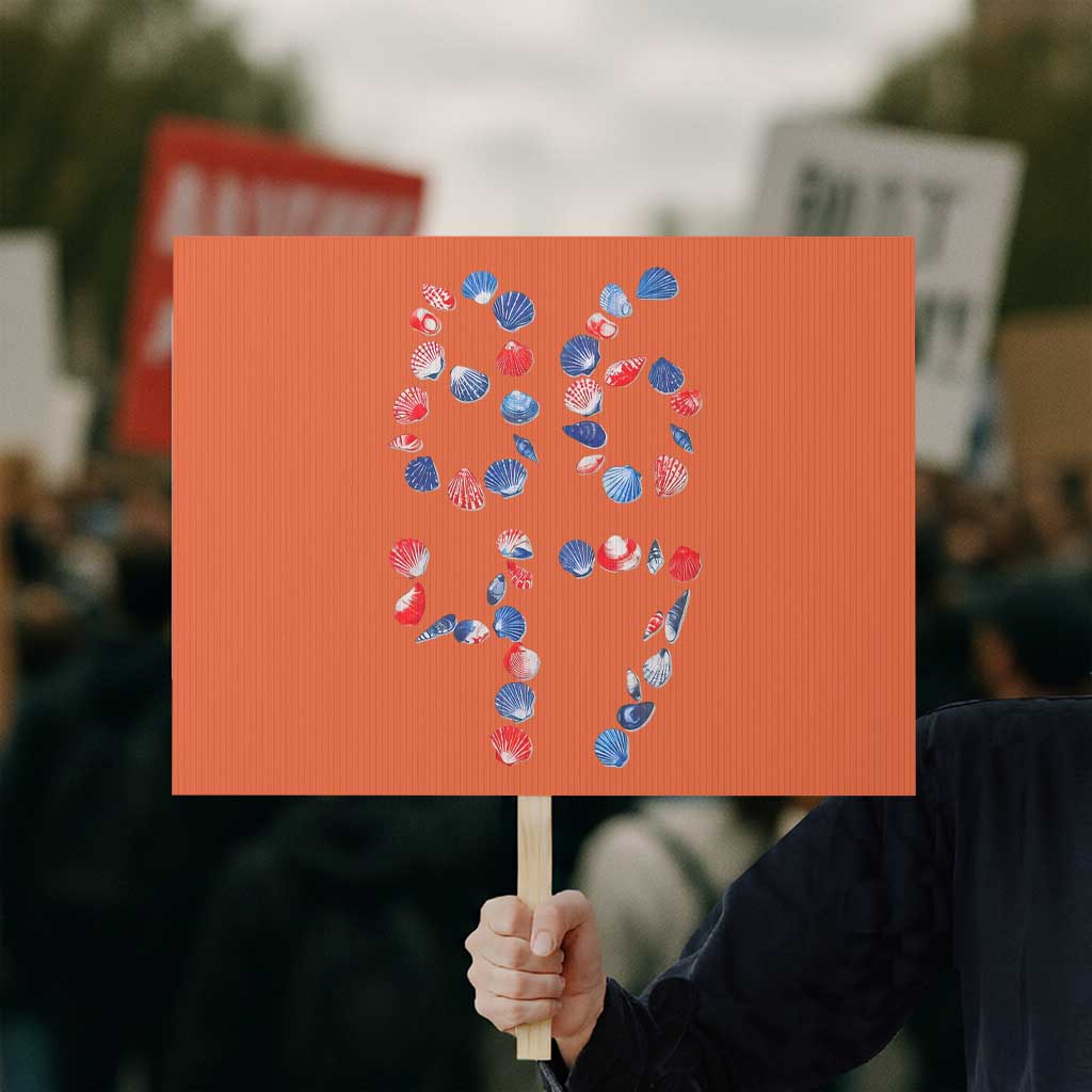 Red White Blue Seashell 8647 Protest Sign Viral 2026 Beach Walk Satire Graphic TS12 Horizontal 18