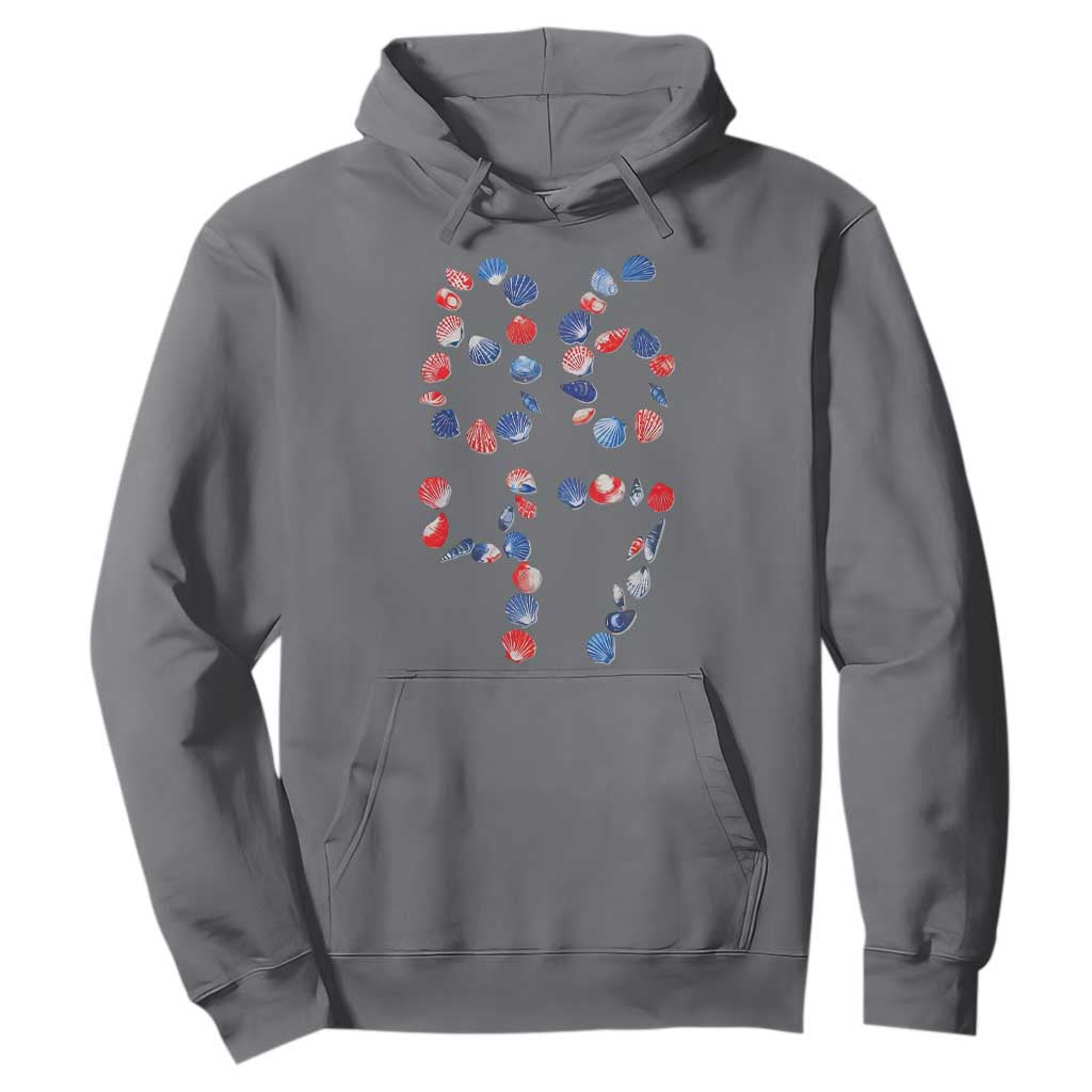 Red White Blue Seashell 8647 Hoodie Viral 2026 Beach Walk Satire Graphic TS12 Charcoal Print Your Wear