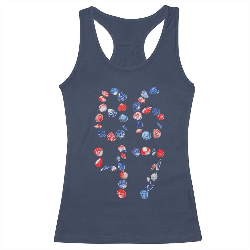 Red White Blue Seashell 8647 Racerback Tank Top Viral 2026 Beach Walk Satire Graphic TS12 Navy Print Your Wear