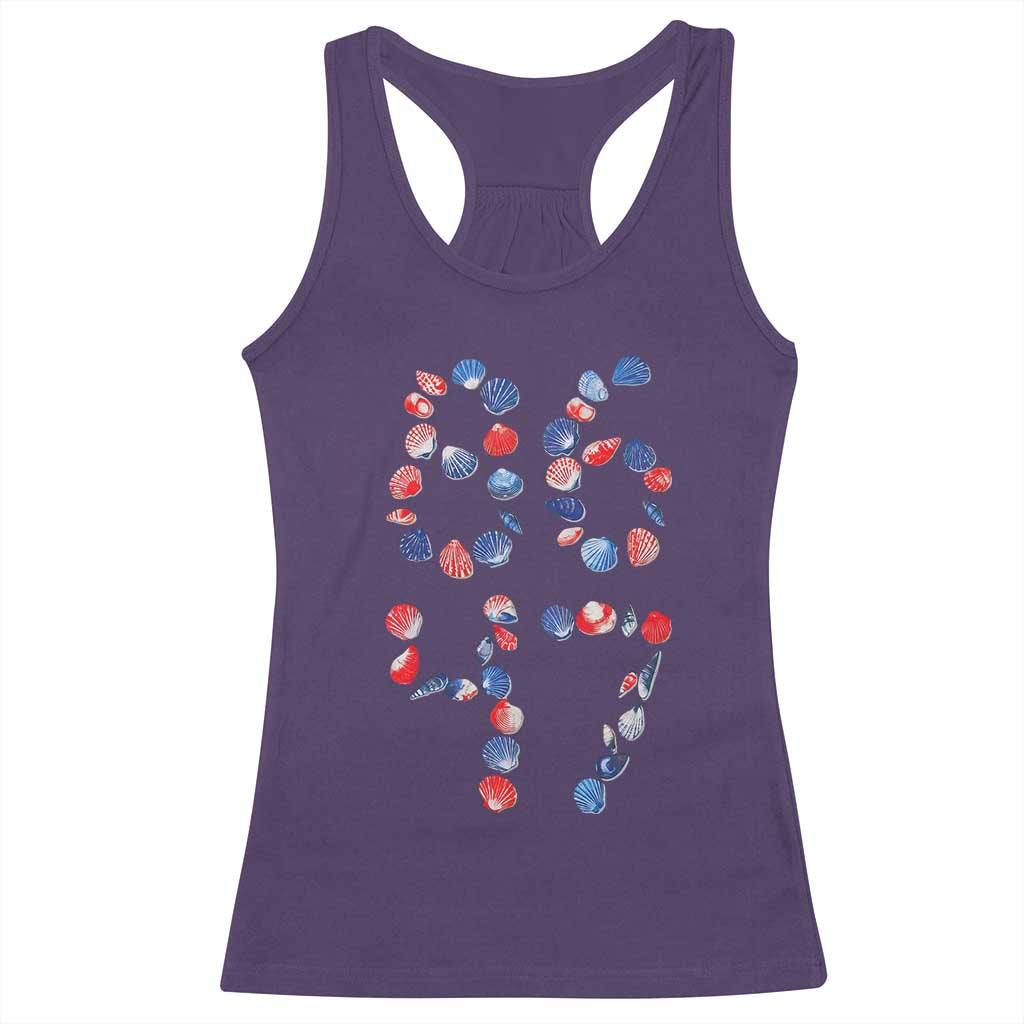 Red White Blue Seashell 8647 Racerback Tank Top Viral 2026 Beach Walk Satire Graphic TS12 Purple Print Your Wear