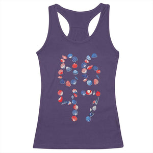 Red White Blue Seashell 8647 Racerback Tank Top Viral 2026 Beach Walk Satire Graphic TS12 Purple Print Your Wear