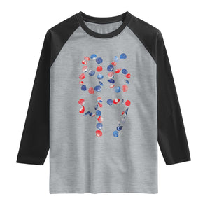 Red White Blue Seashell 8647 Raglan Shirt Viral 2026 Beach Walk Satire Graphic TS12 Heather Gray Black Print Your Wear