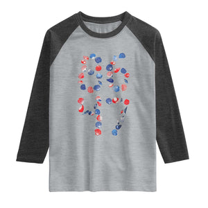 Red White Blue Seashell 8647 Raglan Shirt Viral 2026 Beach Walk Satire Graphic TS12 Heather Gray Heather Charcoal Print Your Wear