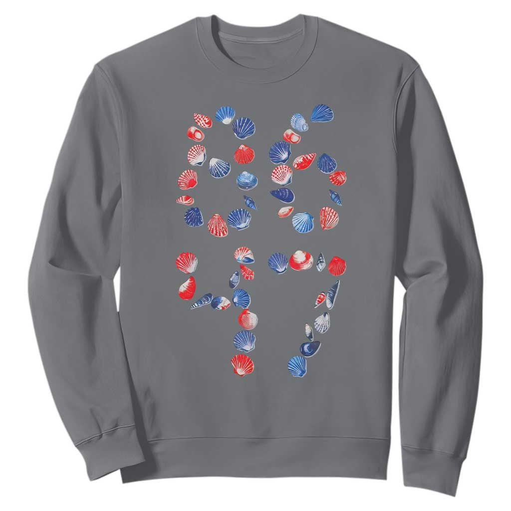 Red White Blue Seashell 8647 Sweatshirt Viral 2026 Beach Walk Satire Graphic TS12 Charcoal Print Your Wear