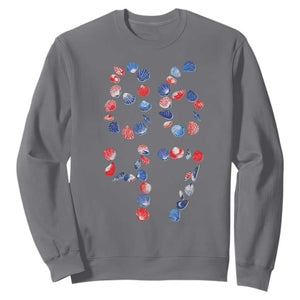 Red White Blue Seashell 8647 Sweatshirt Viral 2026 Beach Walk Satire Graphic TS12 Charcoal Print Your Wear