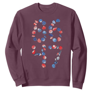 Red White Blue Seashell 8647 Sweatshirt Viral 2026 Beach Walk Satire Graphic TS12 Maroon Print Your Wear