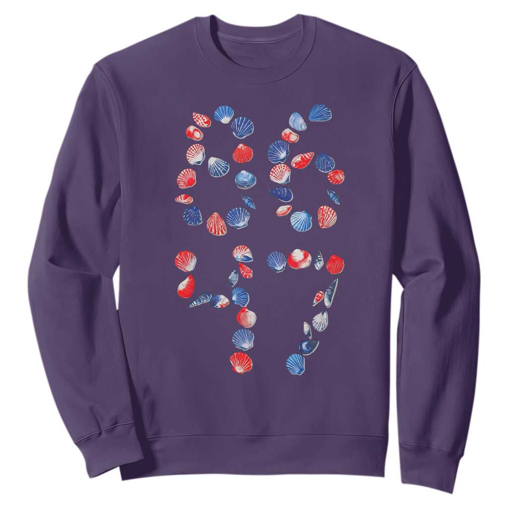 Red White Blue Seashell 8647 Sweatshirt Viral 2026 Beach Walk Satire Graphic TS12 Purple Print Your Wear