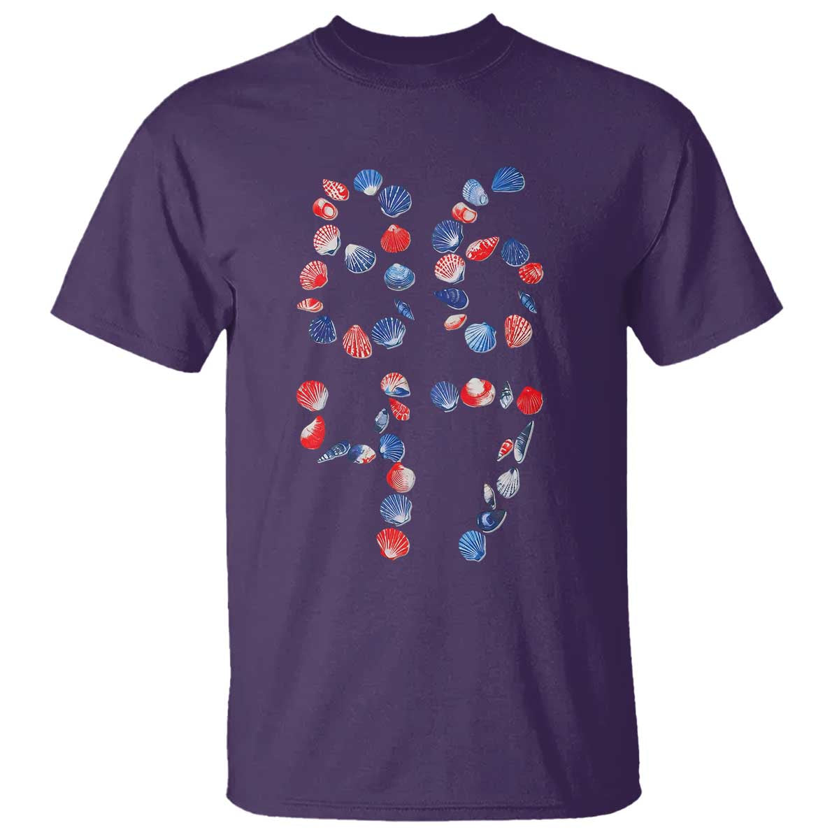 Red White Blue Seashell 8647 T Shirt Viral 2026 Beach Walk Satire Graphic TS12 Purple Print Your Wear
