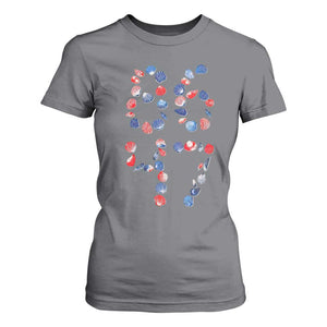 Red White Blue Seashell 8647 T Shirt For Women Viral 2026 Beach Walk Satire Graphic TS12 Charcoal Print Your Wear