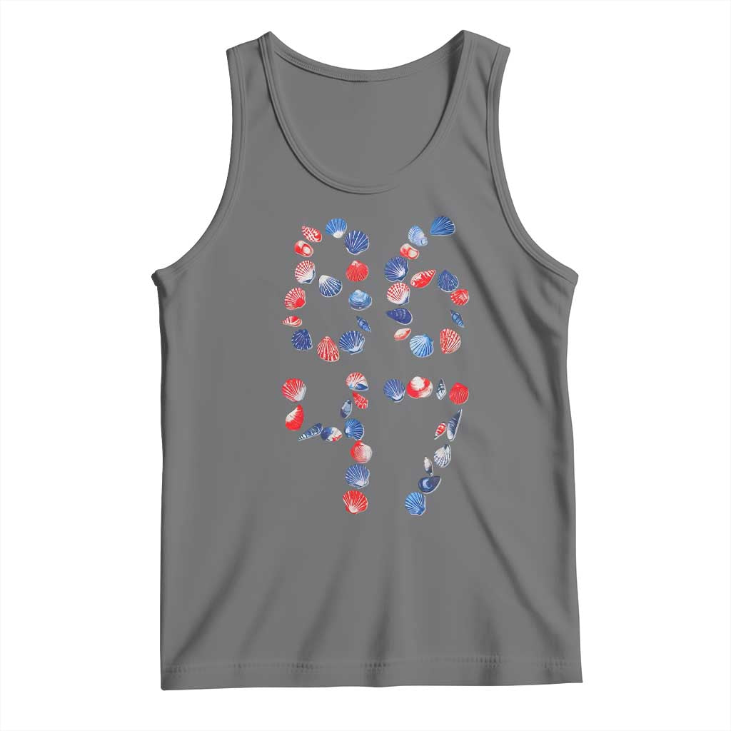Red White Blue Seashell 8647 Tank Top Viral 2026 Beach Walk Satire Graphic TS12 Black Heather Print Your Wear