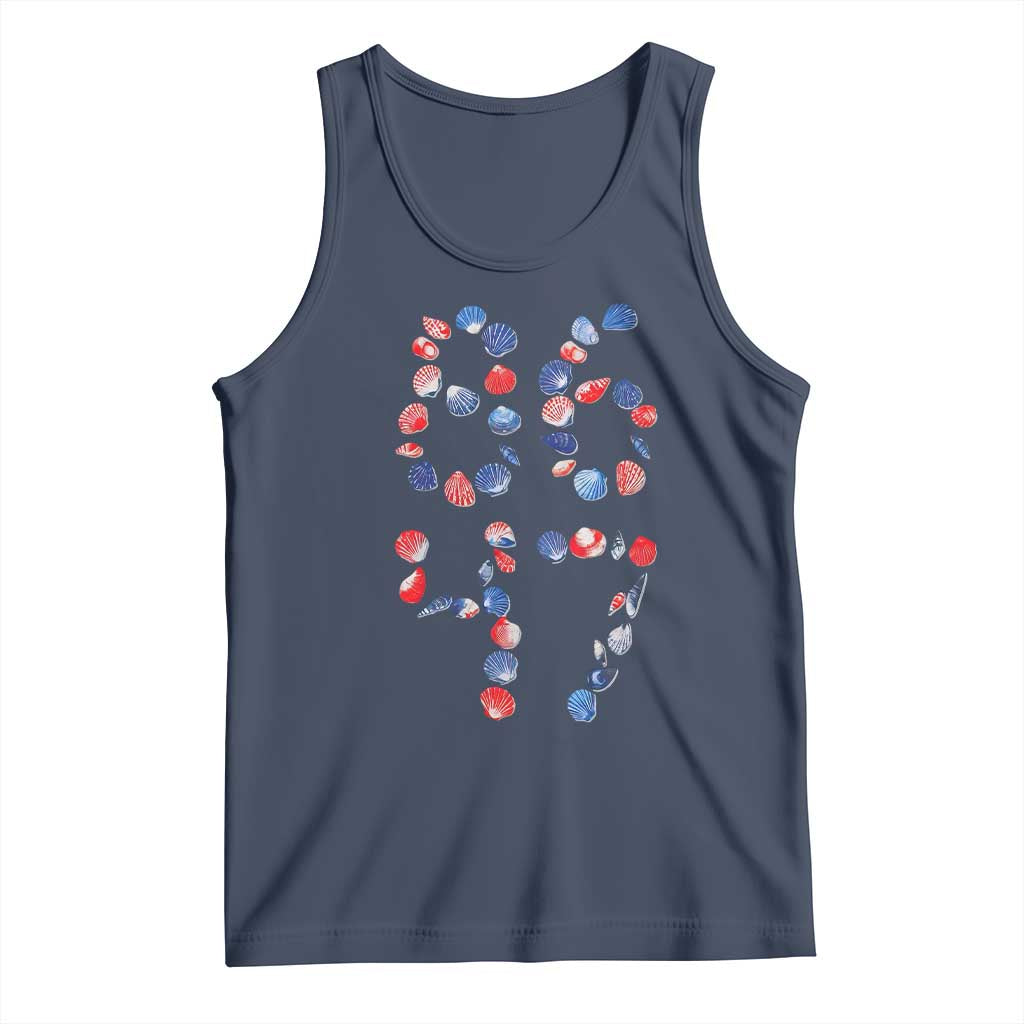 Red White Blue Seashell 8647 Tank Top Viral 2026 Beach Walk Satire Graphic TS12 Navy Print Your Wear
