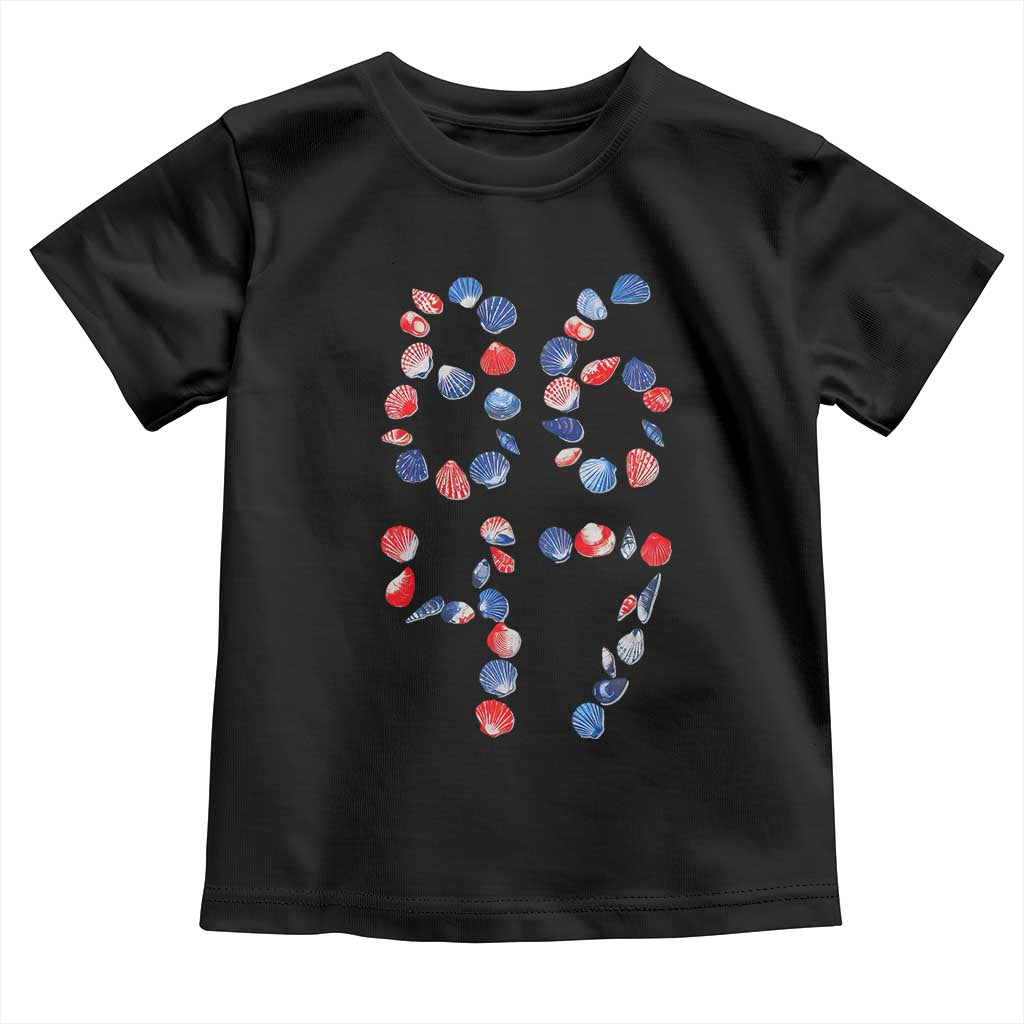 Red White Blue Seashell 8647 Toddler T Shirt Viral 2026 Beach Walk Satire Graphic TS12 Black Print Your Wear