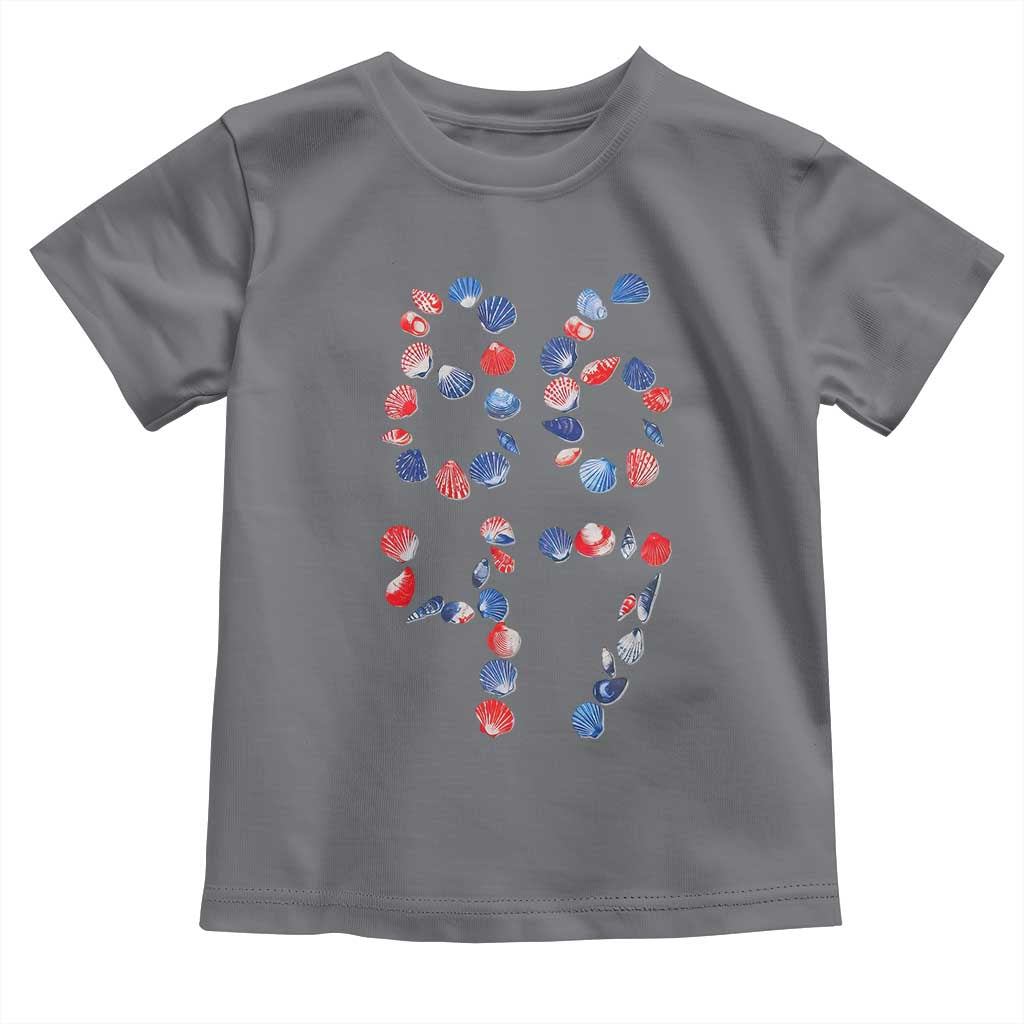 Red White Blue Seashell 8647 Toddler T Shirt Viral 2026 Beach Walk Satire Graphic TS12 Charcoal Print Your Wear
