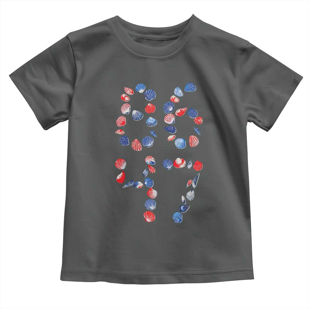 Red White Blue Seashell 8647 Toddler T Shirt Viral 2026 Beach Walk Satire Graphic TS12 Dark Heather Print Your Wear