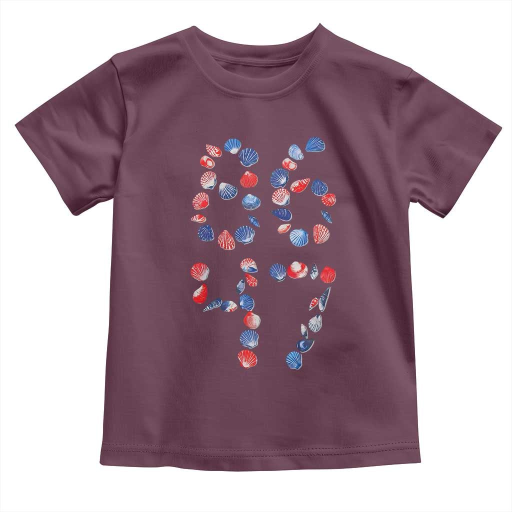 Red White Blue Seashell 8647 Toddler T Shirt Viral 2026 Beach Walk Satire Graphic TS12 Maroon Print Your Wear