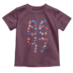 Red White Blue Seashell 8647 Toddler T Shirt Viral 2026 Beach Walk Satire Graphic TS12 Maroon Print Your Wear