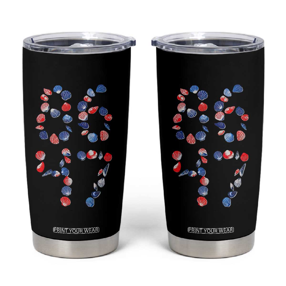 Red White Blue Seashell 8647 Tumbler Cup Viral 2026 Beach Walk Satire Graphic TS12 Black Print Your Wear